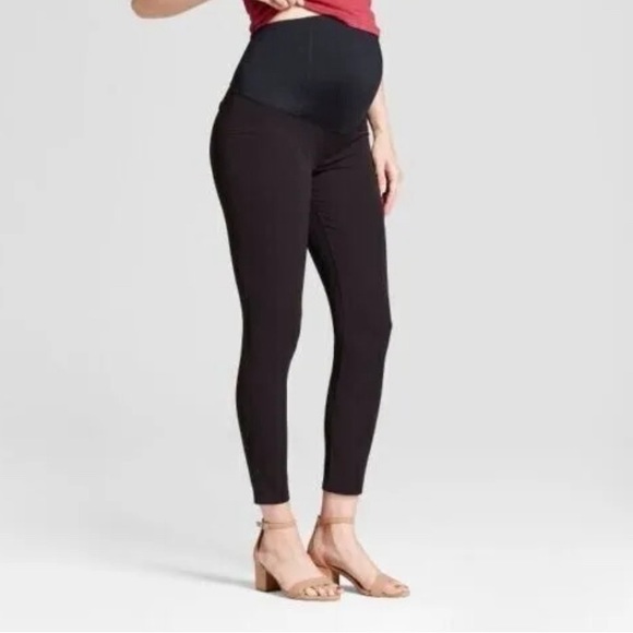 New Maternity Crossover Panel Ankle Skinny Trouser Isabel Maternity Black Size 8 - Picture 1 of 8